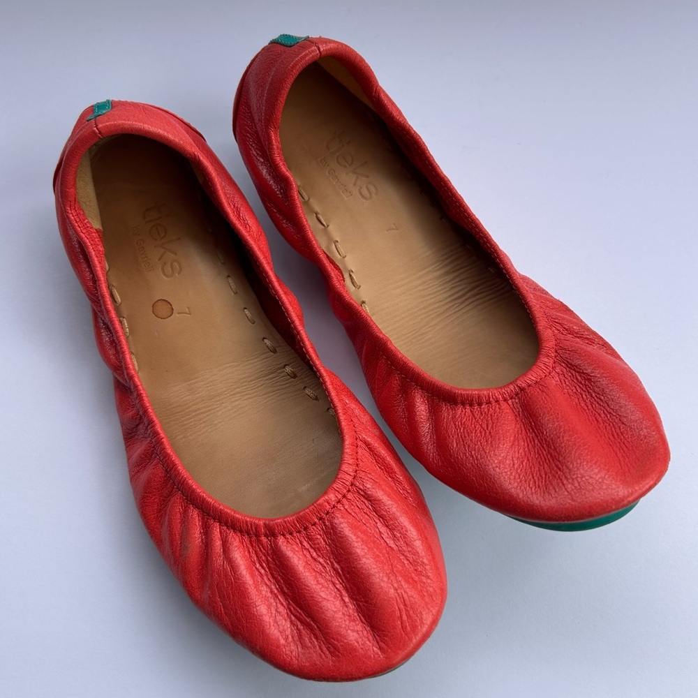 TIEKS by Gavrieli Coral Leather Ballet Flats Foldable Slip On Size 7